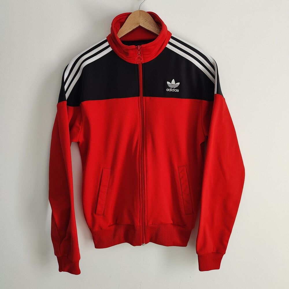 Vintage Adidas Track Jacket Illinois Size Medium Red Trefoil Logo 2005 y2k